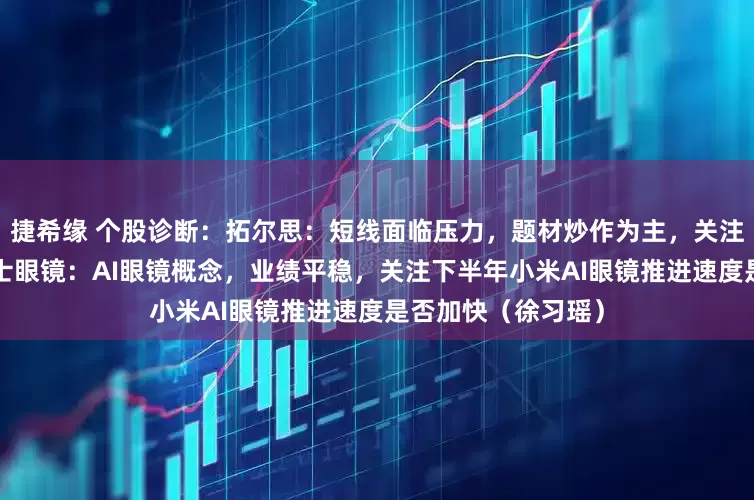 捷希缘 个股诊断：拓尔思：短线面临压力，题材炒作为主，关注5天均线支撑。博士眼镜：AI眼镜概念，业绩平稳，关注下半年小米AI眼镜推进速度是否加快（徐习瑶）