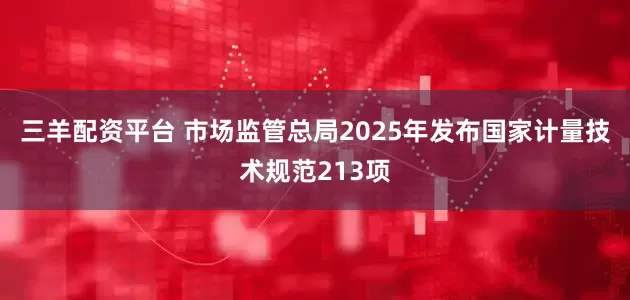 三羊配资平台 市场监管总局2025年发布国家计量技术规范213项